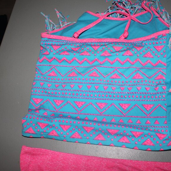 Blue & Pink 2 Pcs justice Swimsuit Size 14 - Picture 6 of 10
